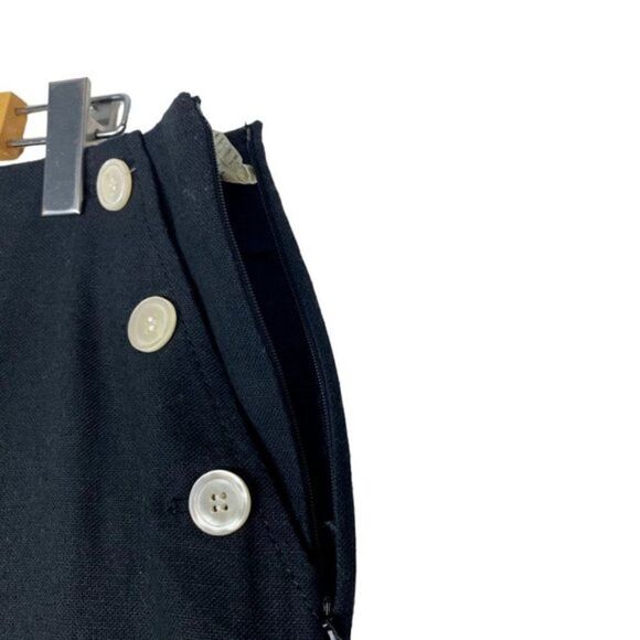 PRECIS PETITE Women's Black Linen High Rise Wide Leg Trouser Buttons US 14 - Picture 5 of 8